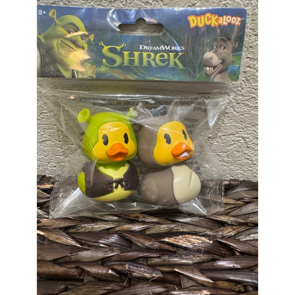 Disney Shrek and Donkey 3" Duckalooz Rubber Duckie Jeep Duck Bath Toy 2 Pk NEW